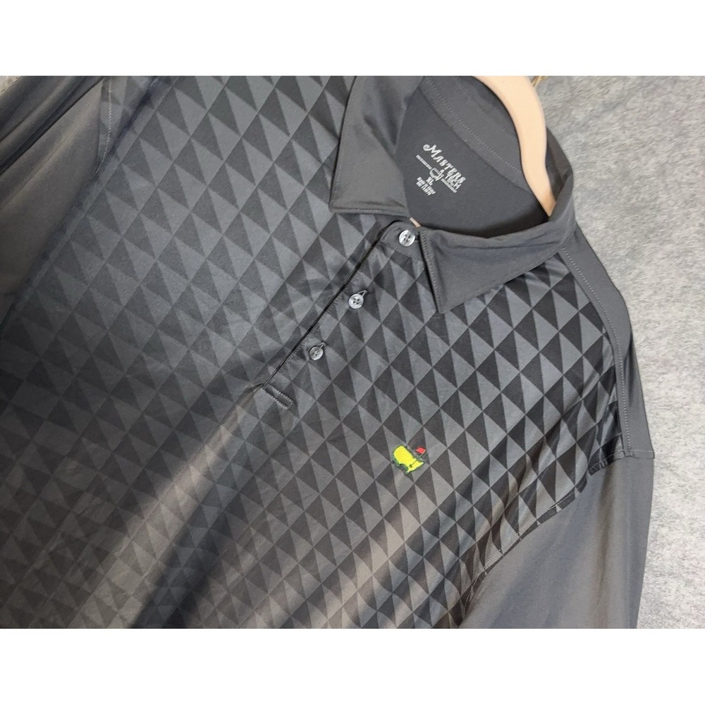 Masters Tech Polo Shirt Mens XL Gray Geometric Logo Stretch Performance Golf